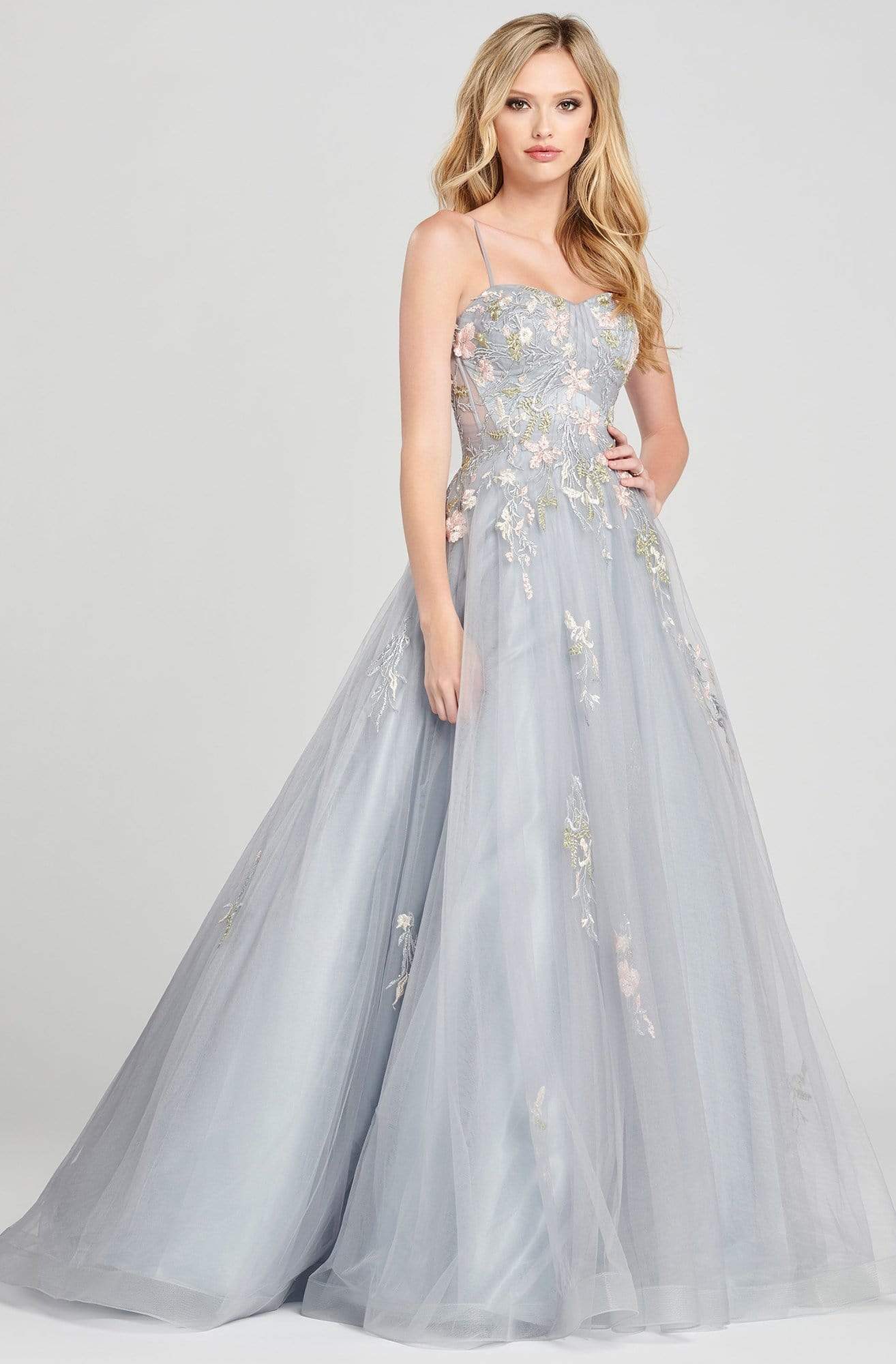 Colette By Daphne - CL12038 Embroidered Mesh A-Line Dress Prom Dresses 0 / Platinum/Mul