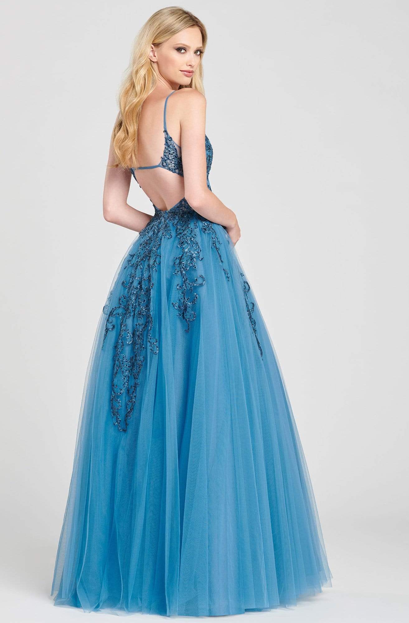 Colette By Daphne - CL12042 Beaded Lace V Neck Tulle A-Line Gown Prom Dresses