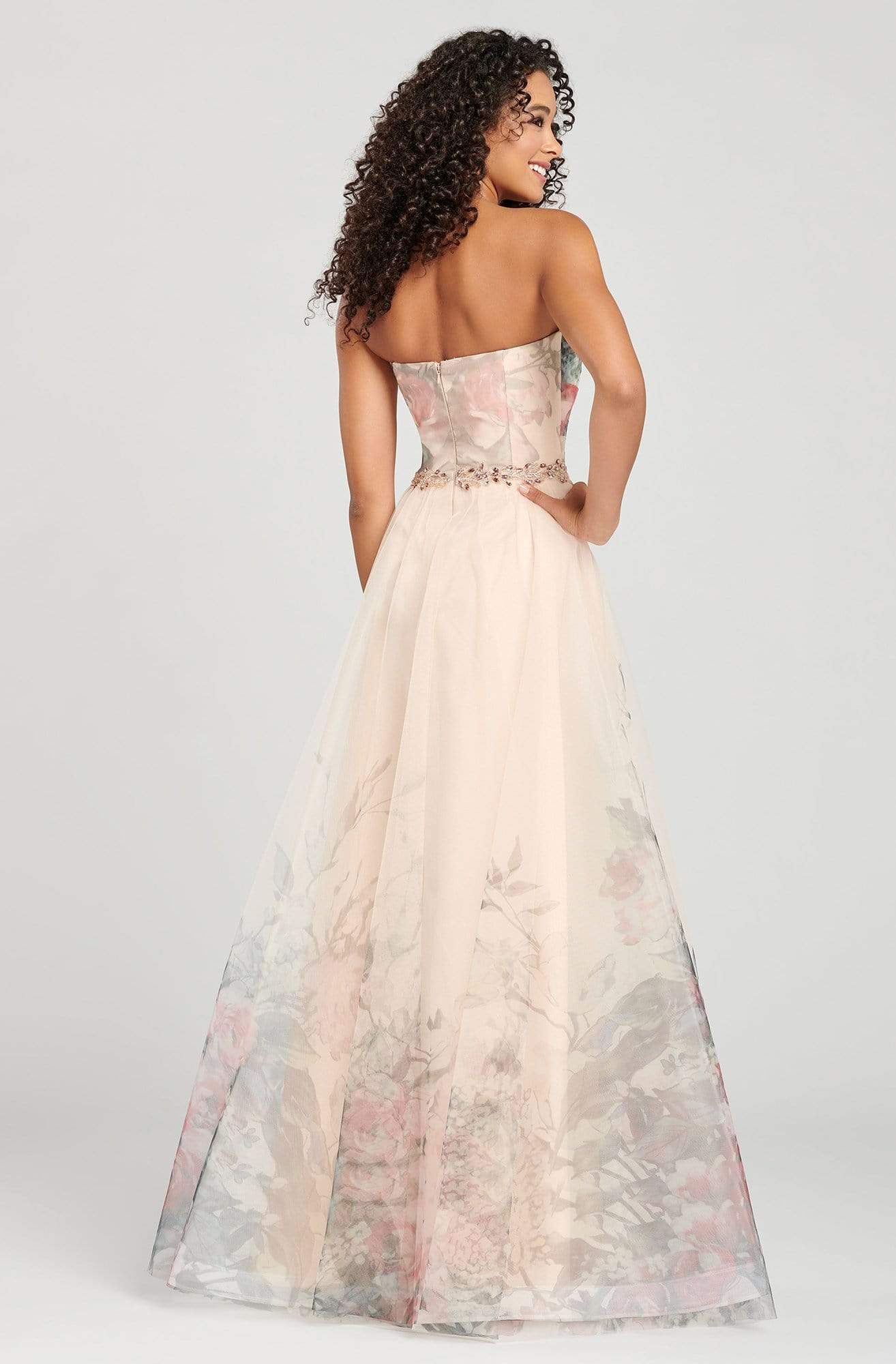 Colette By Daphne - CL12070 Strapless Printed Tulle A-Line Gown Prom Dresses