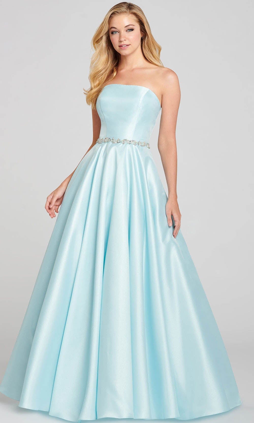 Colette By Daphne CL12108 - Beaded Belt Prom Gown Prom Dresses 00 / Aqua