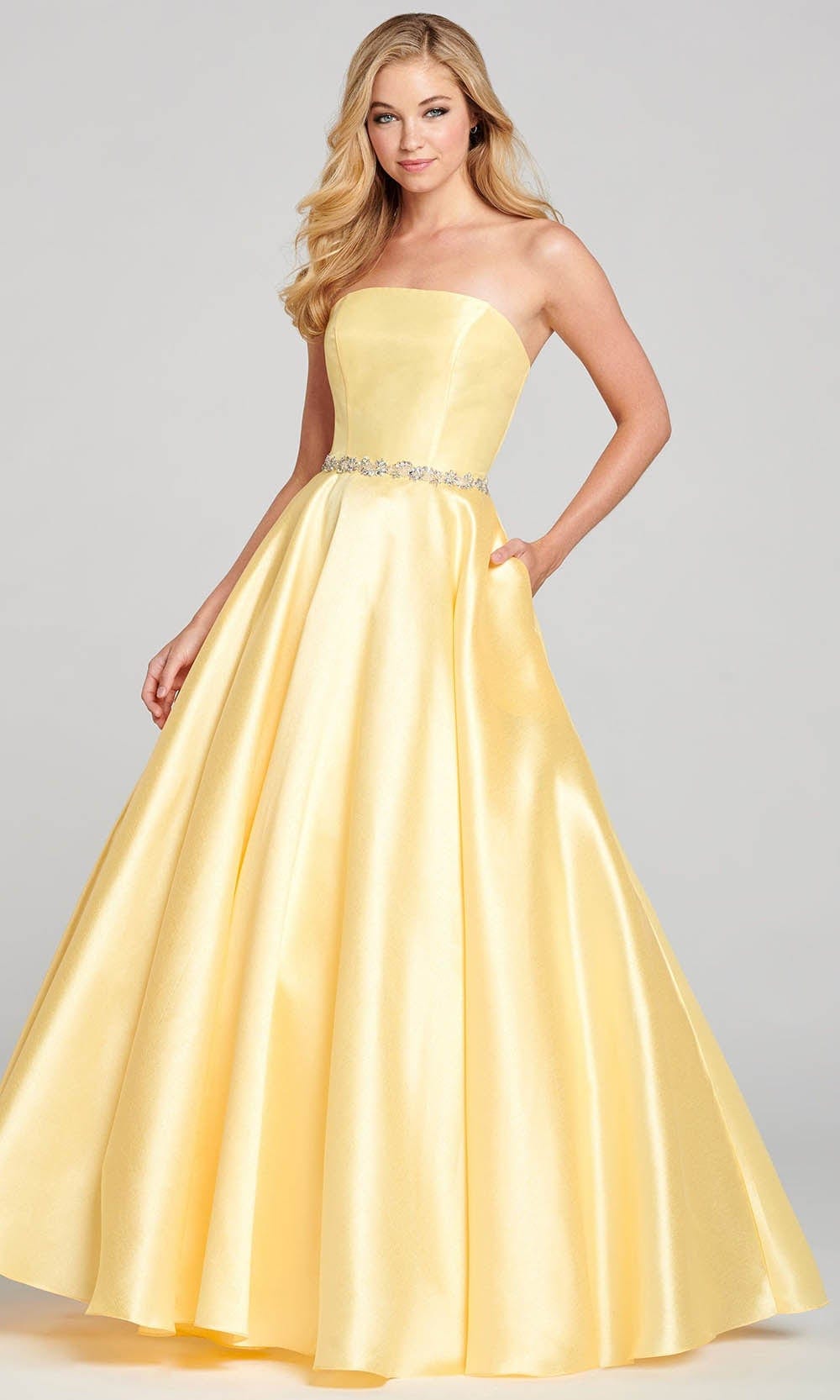 Colette By Daphne CL12108 - Beaded Belt Prom Gown Prom Dresses 00 / Sunflower