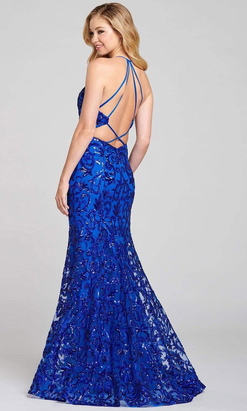Colette for Mon Cheri - CL12130 Spaghetti Strap Sequined Mermaid Gown Evening Dresses