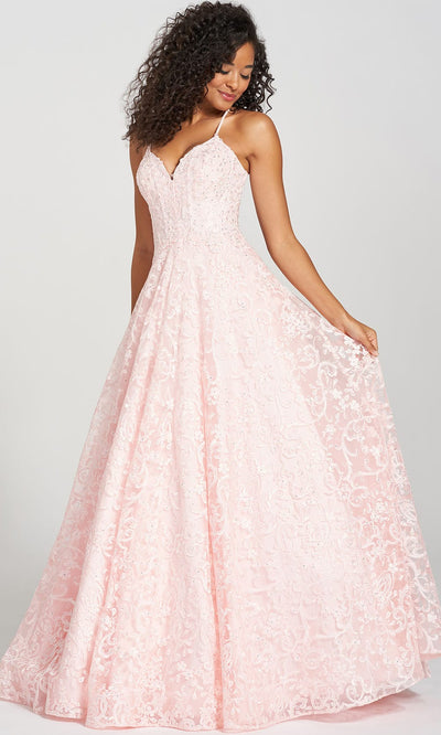 Colette By Daphne CL12204 - Beaded Lace A-line Gown Prom Dresses 00 / Blush