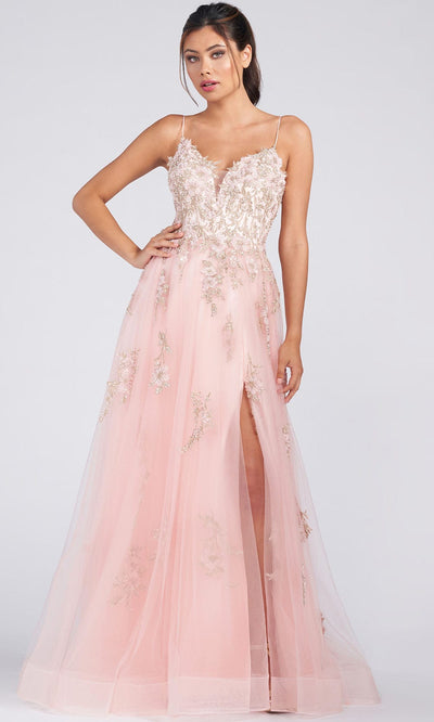 Colette By Daphne CL12207 - Tulle Ball Gown With Slit Prom Dresses 00 / Vintage Rose