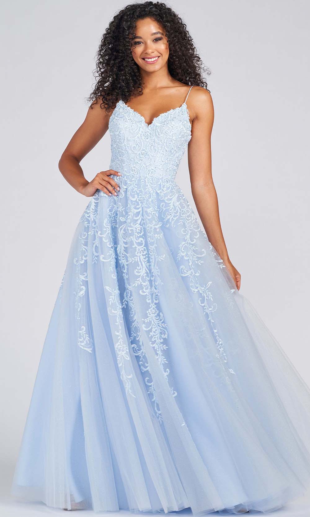 Colette By Daphne CL12208 - Tulle A-Line Prom Gown Prom Dresses 00 / Sky Blue