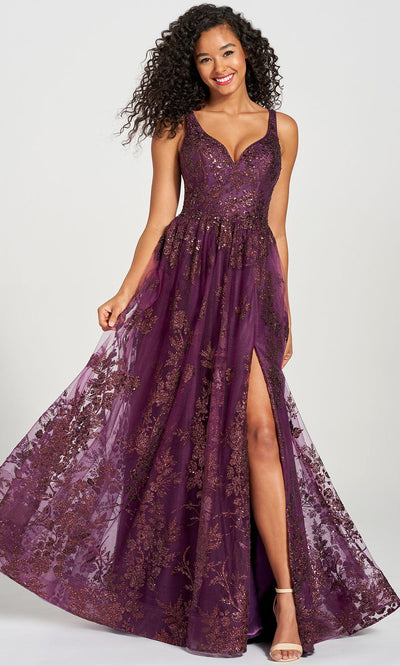 Colette By Daphne CL12215 - Glitter Tulle A-line Gown Prom Dresses 00 / Plum