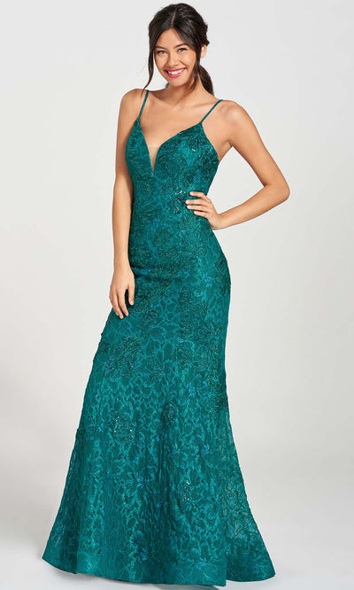 Colette By Daphne CL12217 - Beaded Lace Prom Gown Prom Dresses 00 / Jade