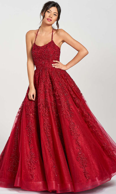 Colette By Daphne CL12221 - Lace Scoop Prom Gown Prom Dresses 00 / Crimson