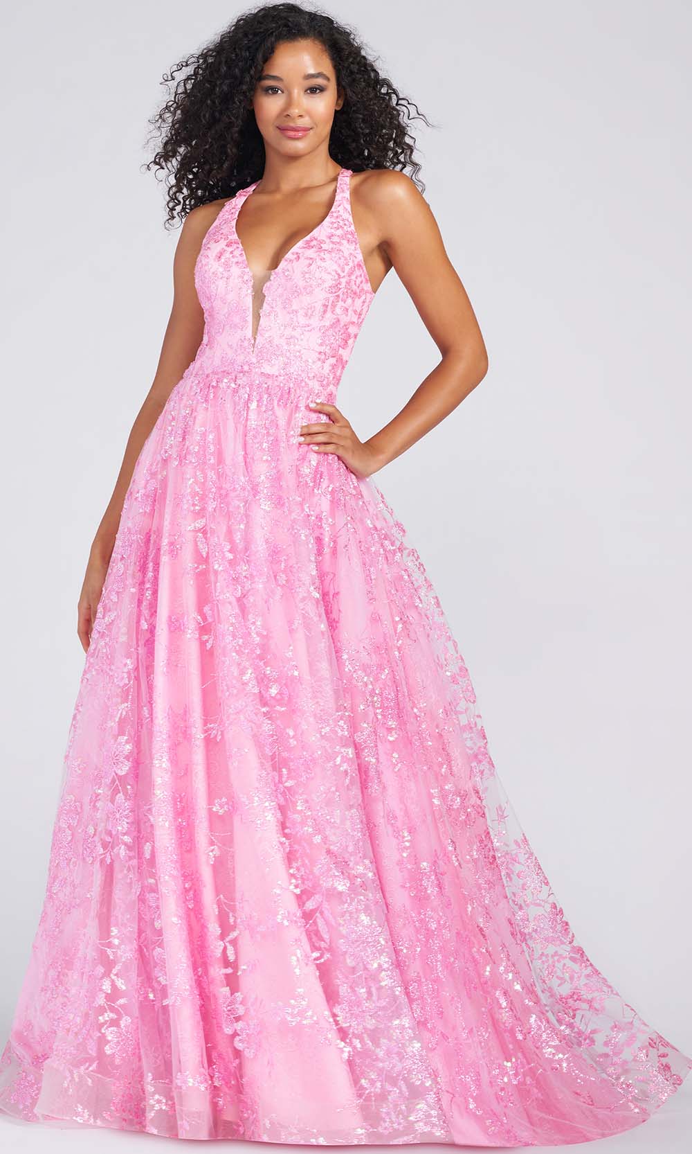 Colette By Daphne CL12223 - V-Neck Prom Ballgown Prom Dresses 00 / Bubblegum Pink