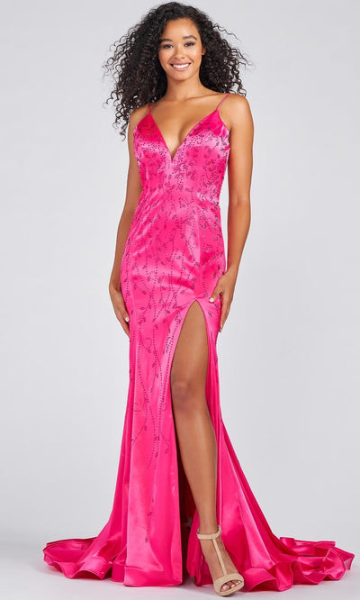 Colette By Daphne CL12231 - Plunging Back Prom Gown Prom Dresses 00 / Fuchsia