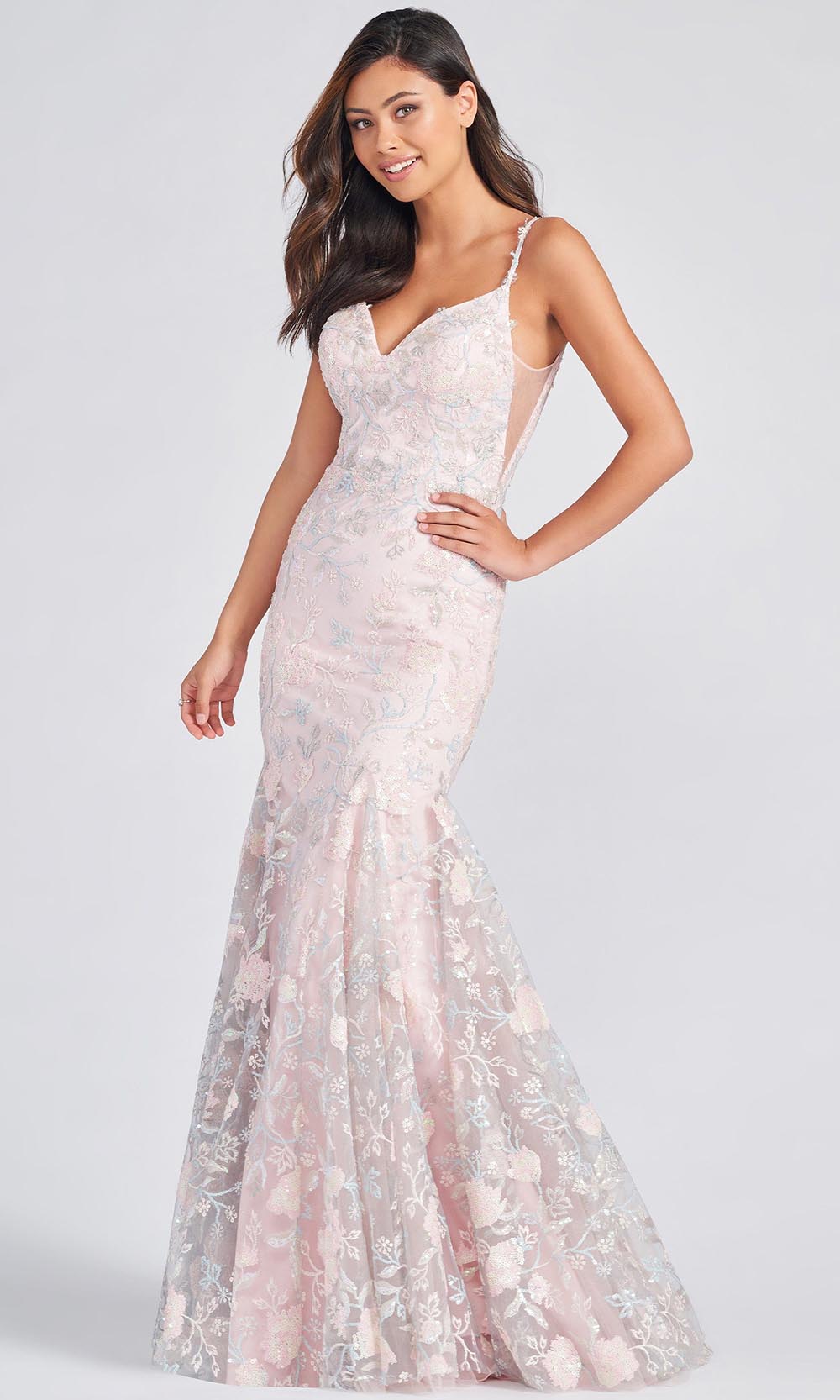 Colette By Daphne CL12233 - Trumpet Prom Dress Evening Dresses 00 / Blush Multi