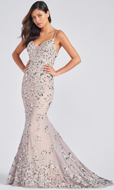 Colette By Daphne CL12236 - V-neck Long Gown Evening Dresses 00 / Taupe