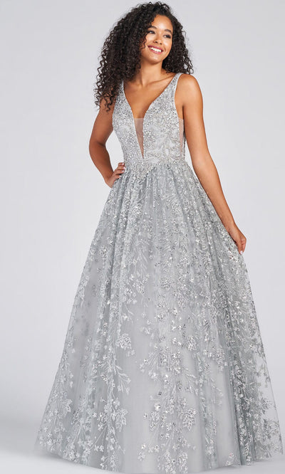 Colette By Daphne CL12237 - Sequins Rhinestone Tulle Ball Gown Prom Dresses 00 / Silver