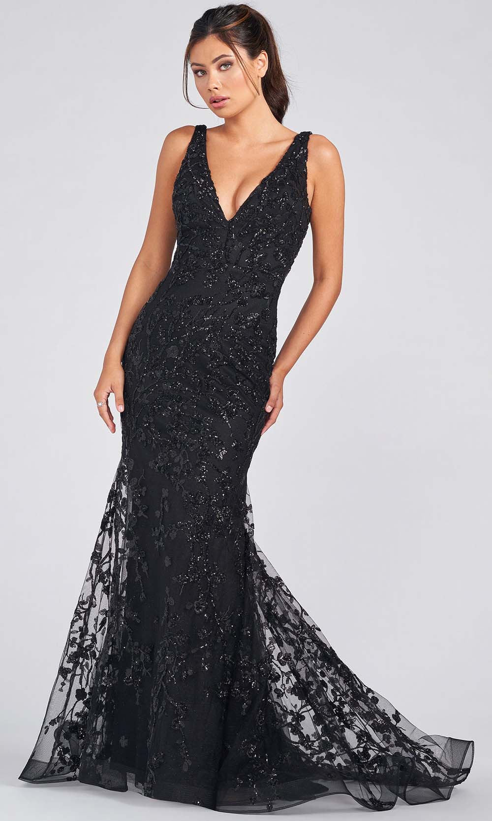 Colette By Daphne CL12238 - Deep V-Neck Prom Dress Prom Dresses 00 / Black