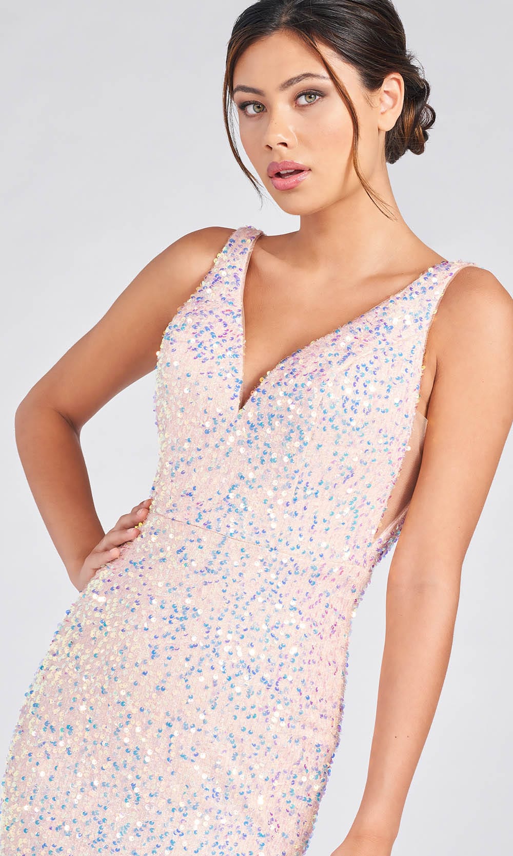 Colette By Daphne CL12246 - Fit And Flare Sequined Prom Gown Prom Dresses