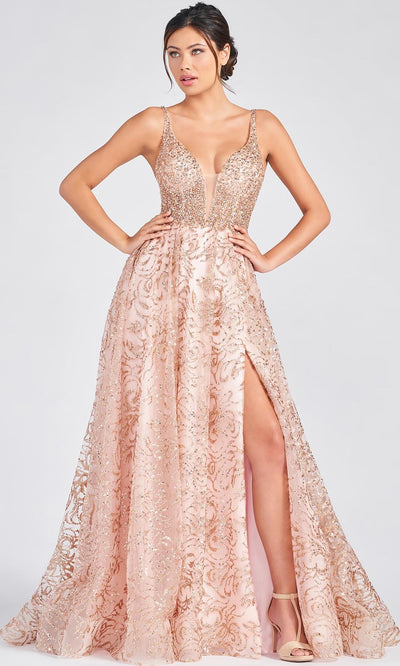 Colette By Daphne CL12257 - Tulle And Cracked Ice A-line Gown Prom Dresses 00 / Blush/Rose Gold