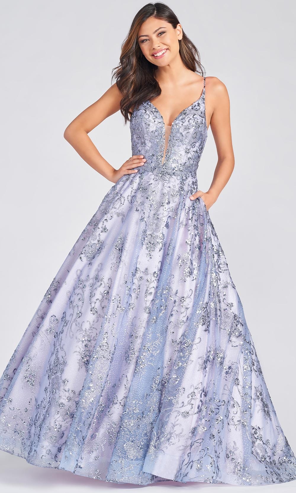 Colette By Daphne CL12259 - Tulle Satin And Cracked Ice Ball Gown Prom Dresses 00 / Dusty Lilac