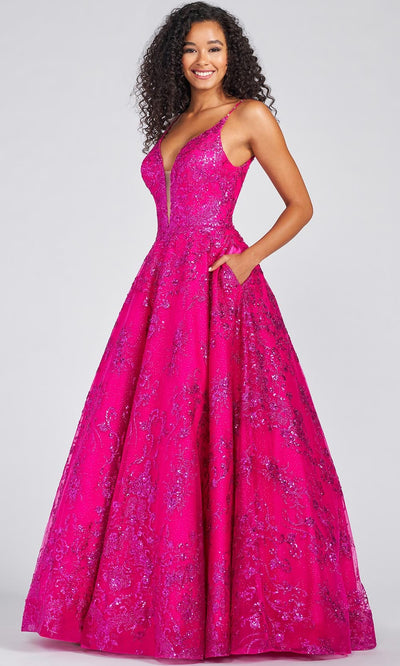 Colette By Daphne CL12259 - Tulle Satin And Cracked Ice Ball Gown Prom Dresses 00 / Magenta