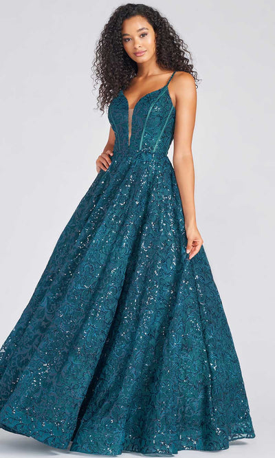 Colette By Daphne CL12264 - Sequin Prom Gown Prom Dresses 00 / Forest Green