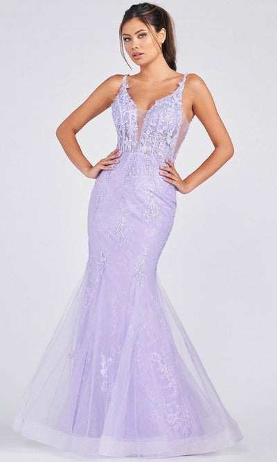 Colette By Daphne CL12267 - Lace V-Neck Prom Dress Prom Dresses 00 / Violet