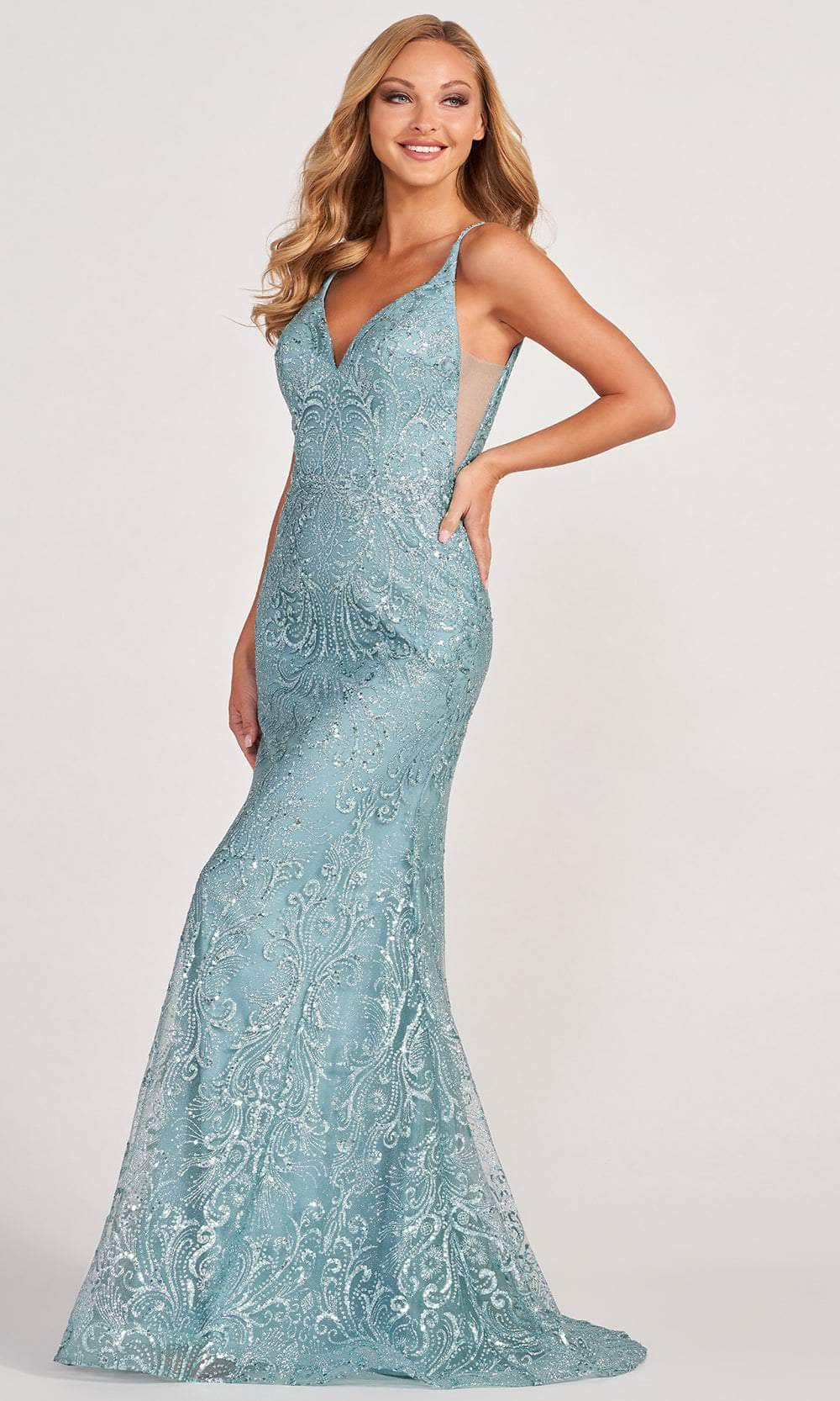 Colette By Daphne CL2019 - V-Neck Sleeveless Evening Gown Prom Dresses 00 / Dusty Green