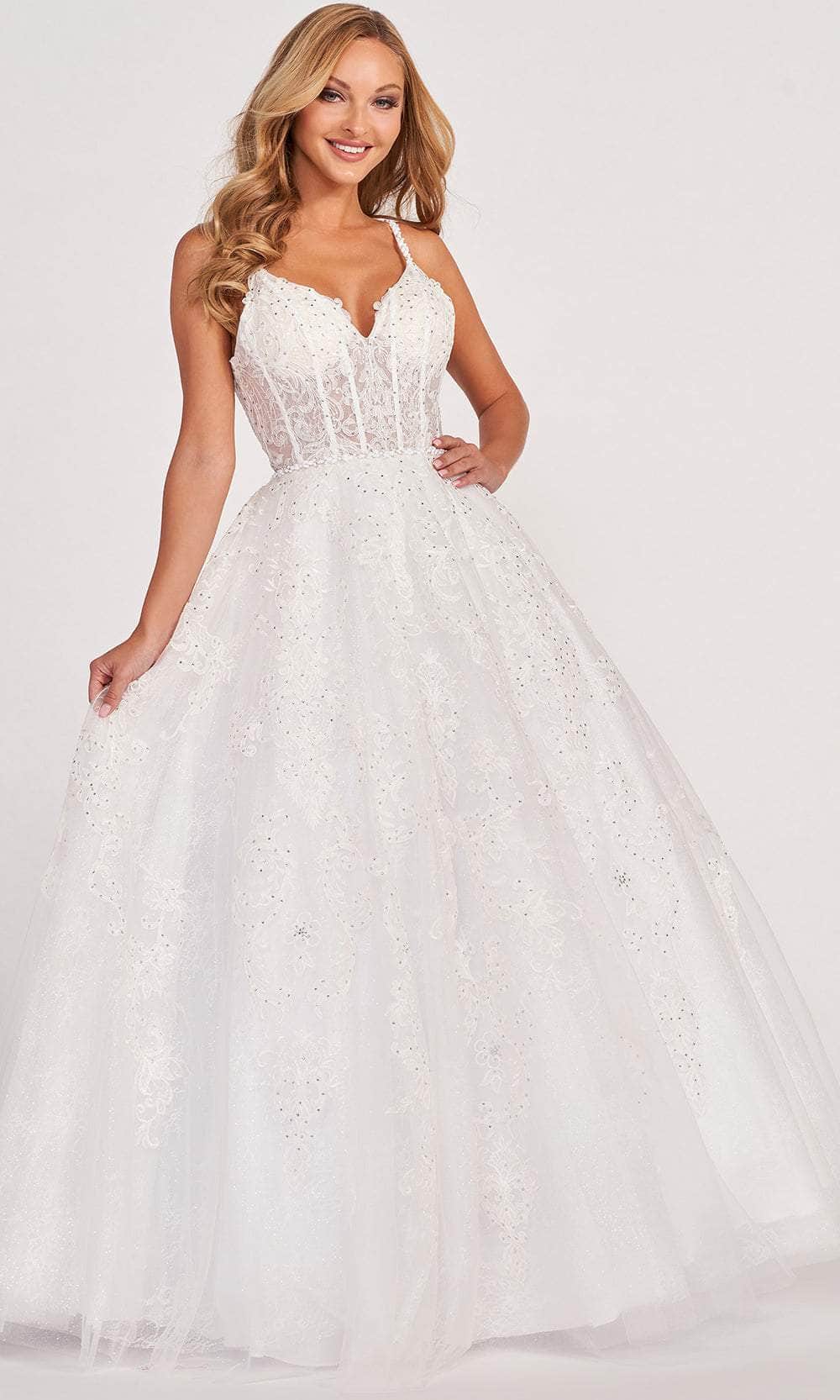 Colette By Daphne CL2026 - Sleeveless Lace-Applique Ballgown Ball Gowns 00 / Diamond White