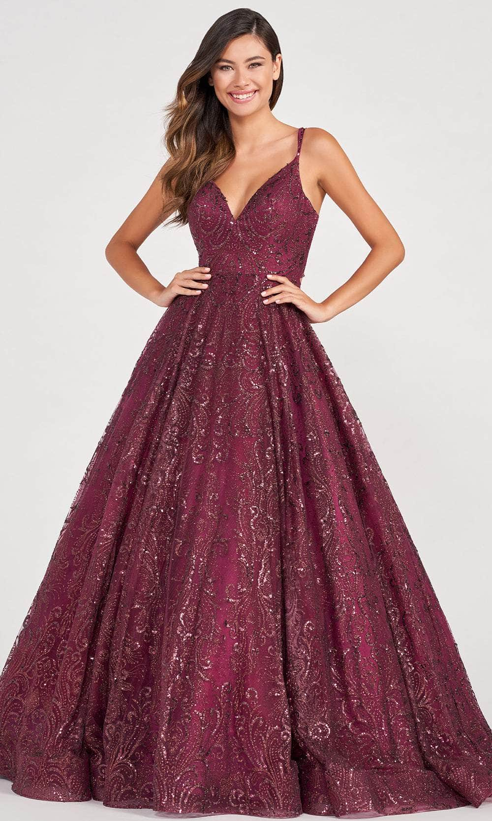 Colette By Daphne CL2030 - Shimmering Embroidered Tulle Ballgown Ball Gowns 00 / Plum