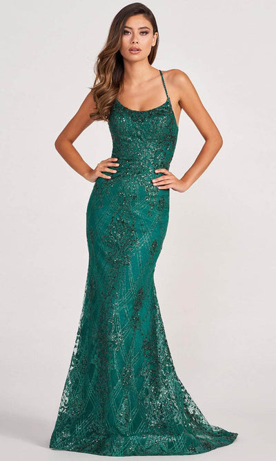 Colette By Daphne CL2031 - Scoop Neck Sequined Trumpet Dress Prom Dresses 00 / Emerald