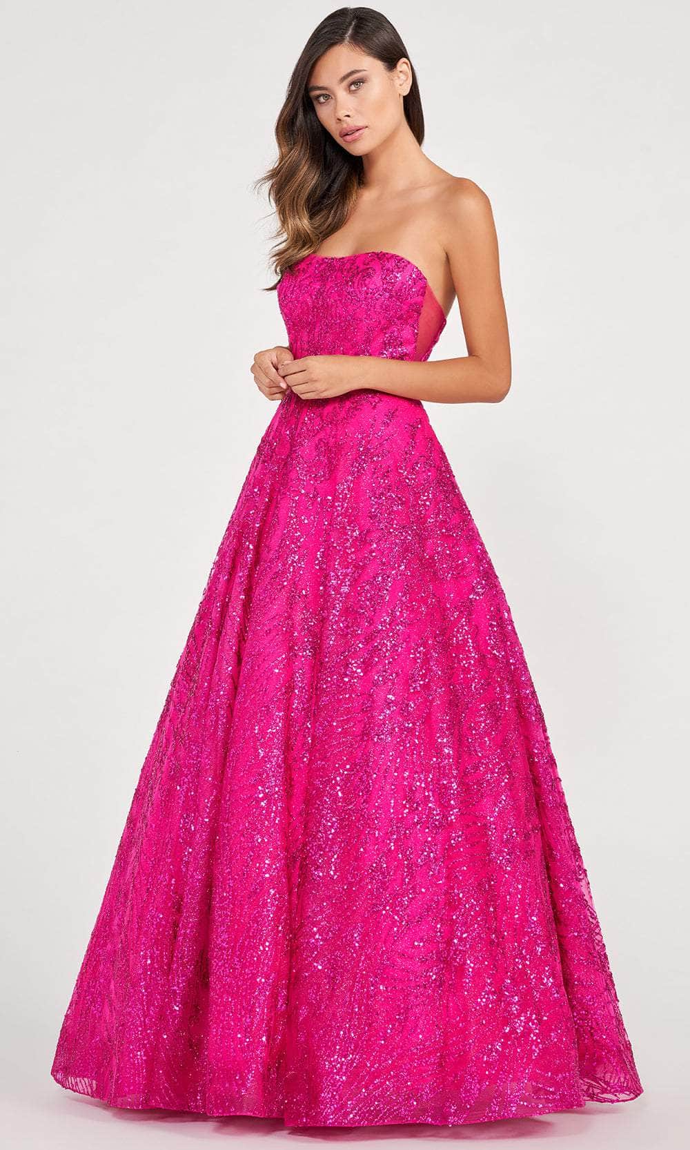 Colette By Daphne CL2042 - Laced Strapless Ball Gown Ball Gowns 00 / Fuchsia