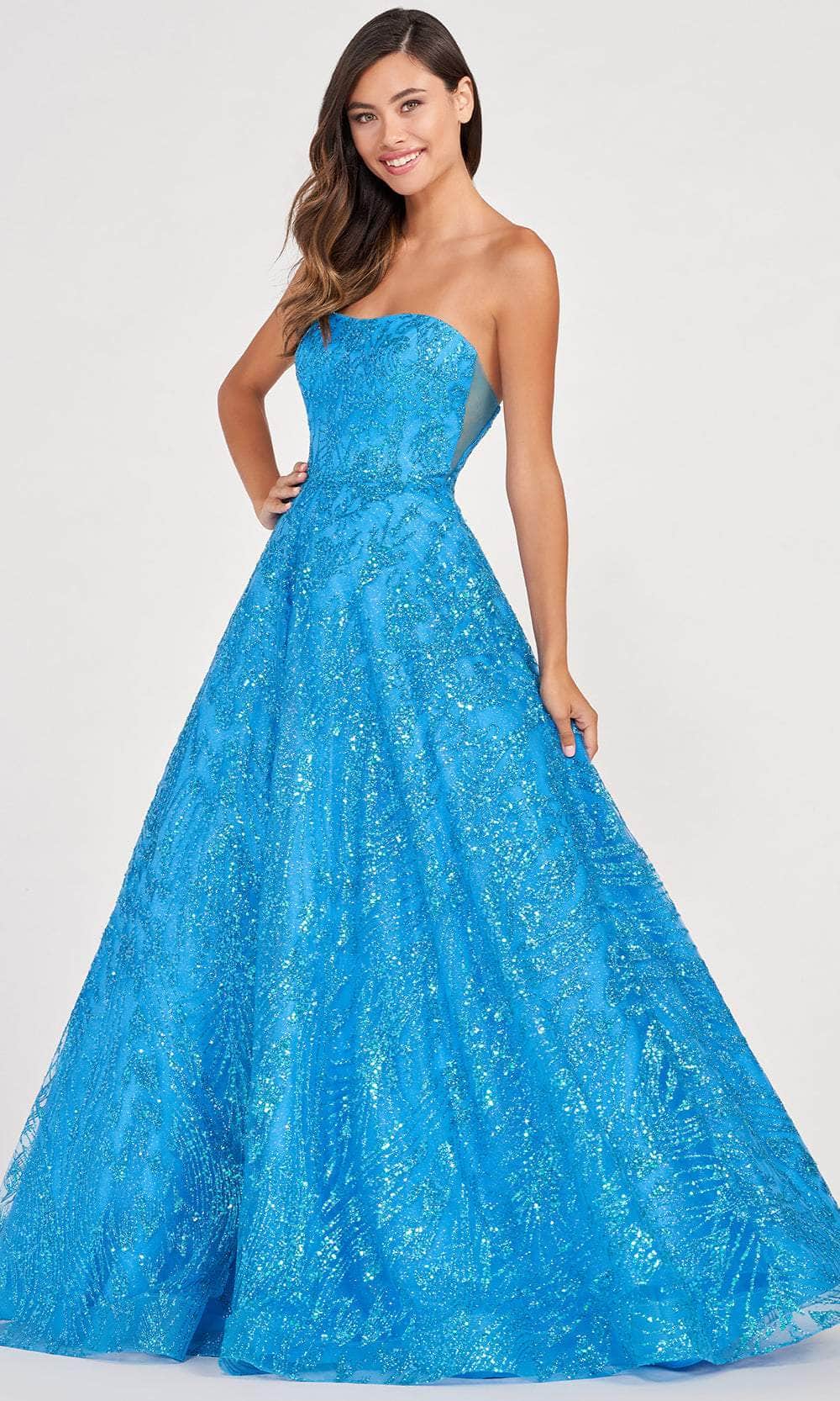 Colette By Daphne CL2042 - Laced Strapless Ball Gown Ball Gowns 00 / Turquoise