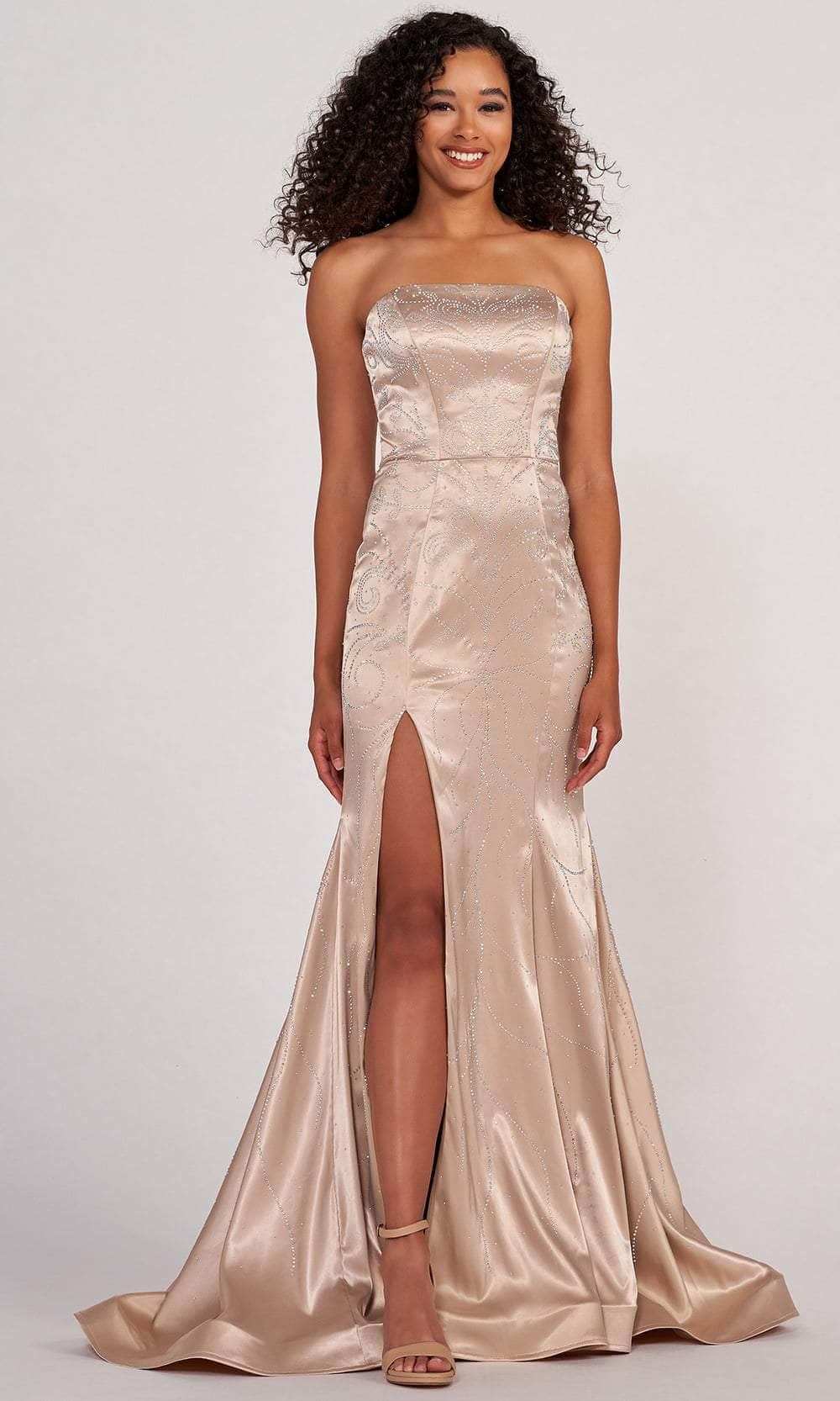 Colette By Daphne CL2045 - Glittering Strapless Prom Gown Evening Dresses 00 / Champagne