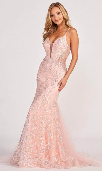 Colette By Daphne CL2051 - Sleeveless Glittering Prom Gown Evening Dresses 00 / Blush