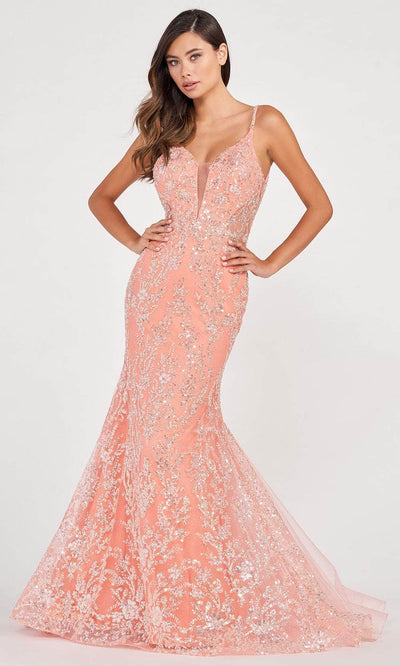 Colette By Daphne CL2051 - Sleeveless Glittering Prom Gown Evening Dresses 00 / Coral