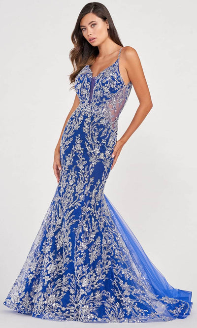 Colette By Daphne CL2051 - Sleeveless Glittering Prom Gown Evening Dresses 00 / Royal/Silver