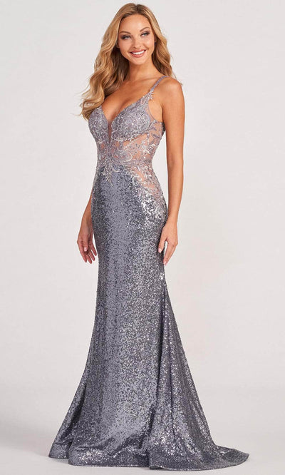 Colette By Daphne CL2061 - Embellished V-Neck Evening Dress Evening Dresses 00 / Steel