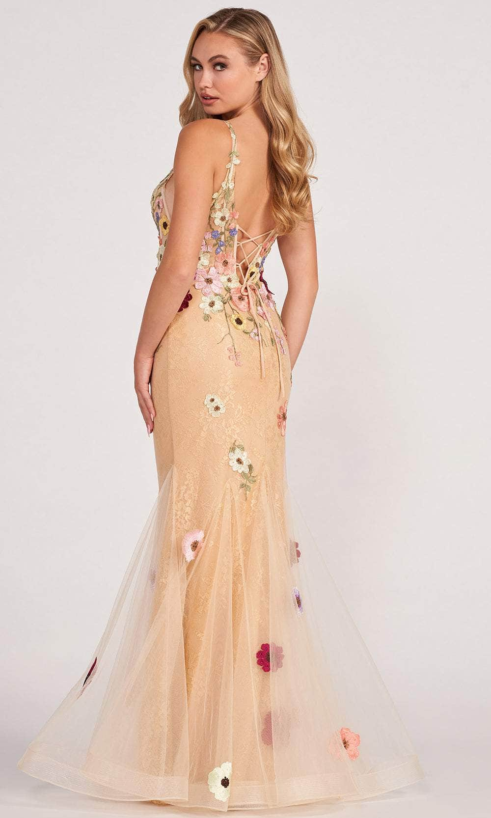 Colette By Daphne CL2085 - Floral Embroidered Tulle Mermaid Gown Prom Dresses