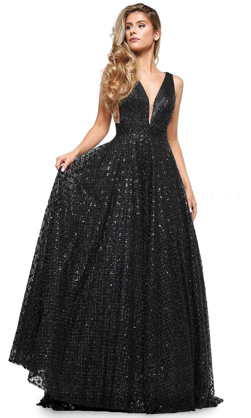 Colors Dress 2170 - Glitter Sequin A-Line Prom Dress Special Occasion Dress 0 / Black