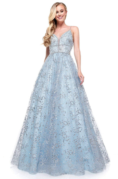 Colors Dress - 2288 Embellished Sweetheart Long Dress Prom Dresses 0 / Light Blue