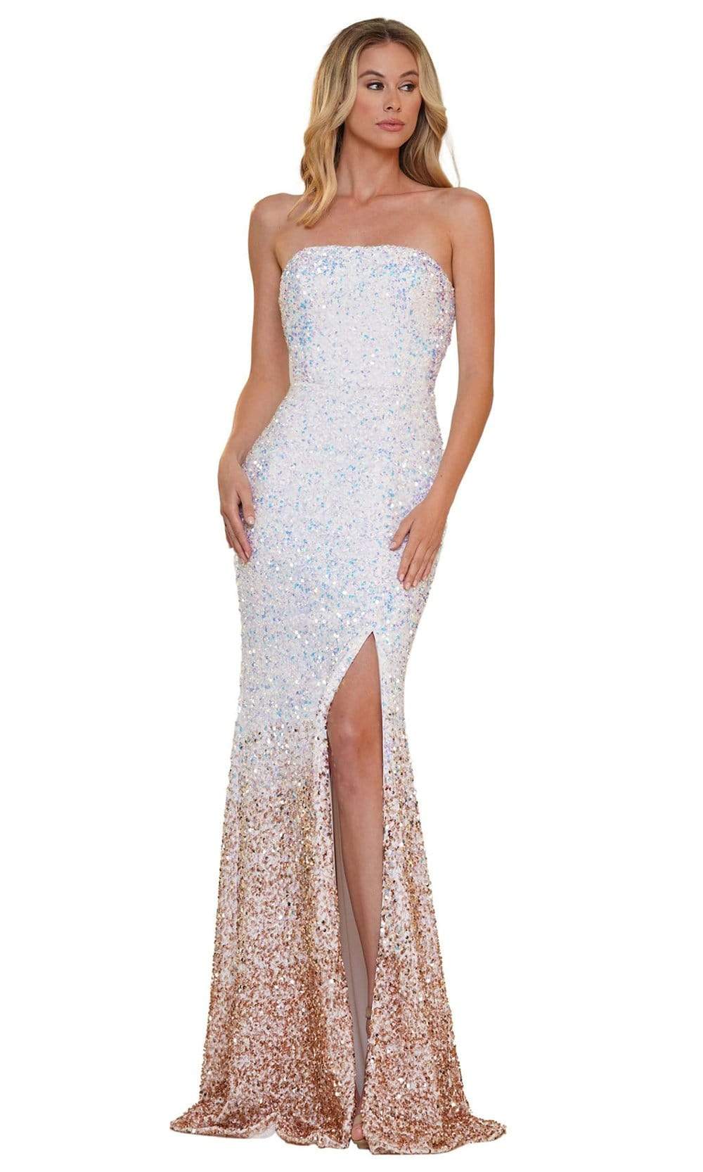 Colors Dress - 2683 Strapless Ombre Sequin Gown Prom Dresses
