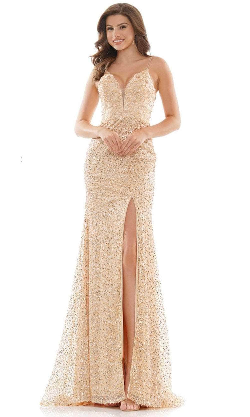 Colors Dress 2715 - Lace Applique Prom Dress Special Occasion Dress 0 / Gold
