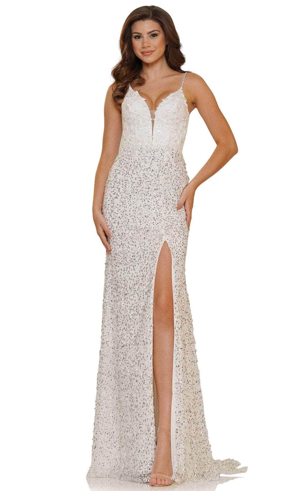 Colors Dress 2715 - Lace Applique Prom Dress Special Occasion Dress 0 / Off White