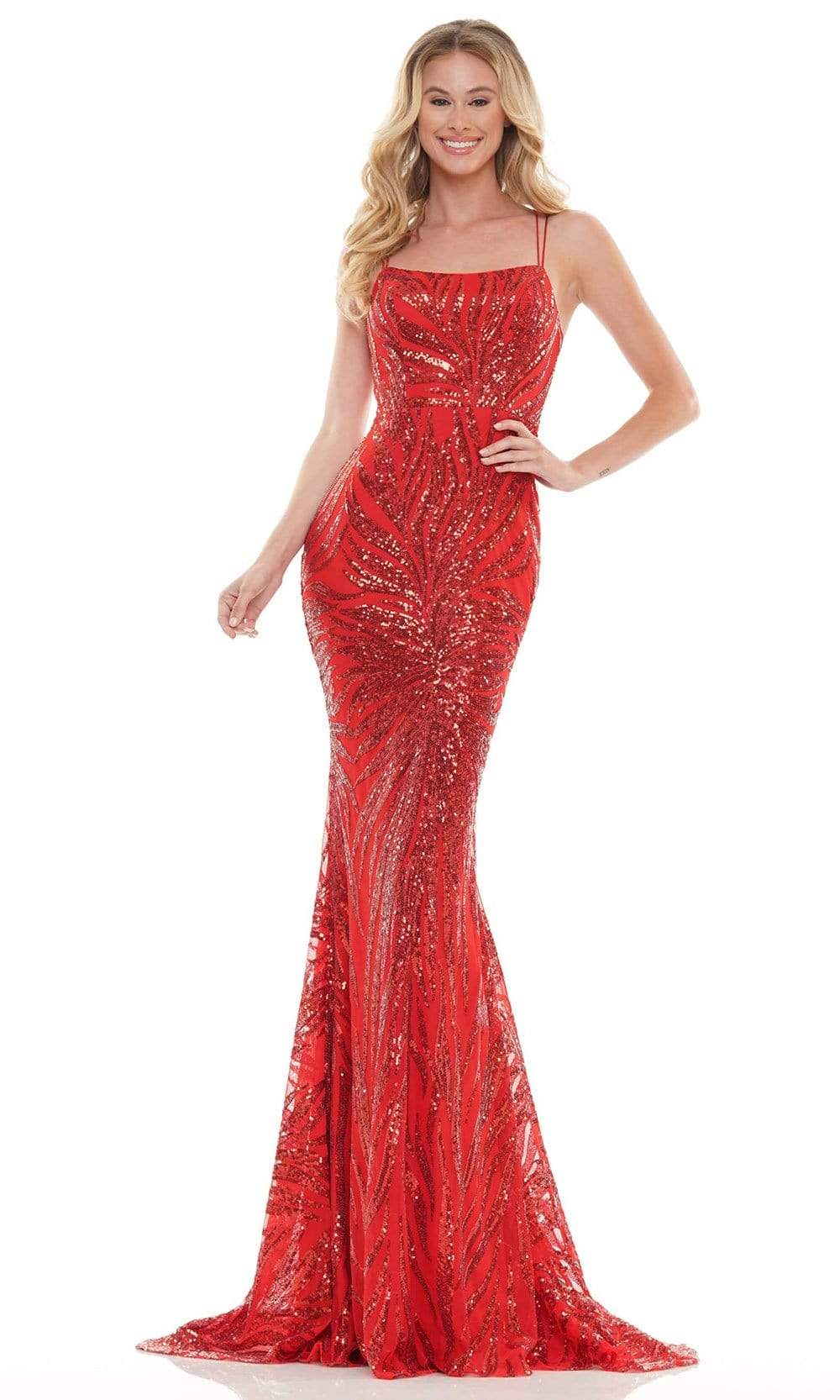 Colors Dress - 2743 Straight Across Sequin Dress Prom Dresses 0 / Red