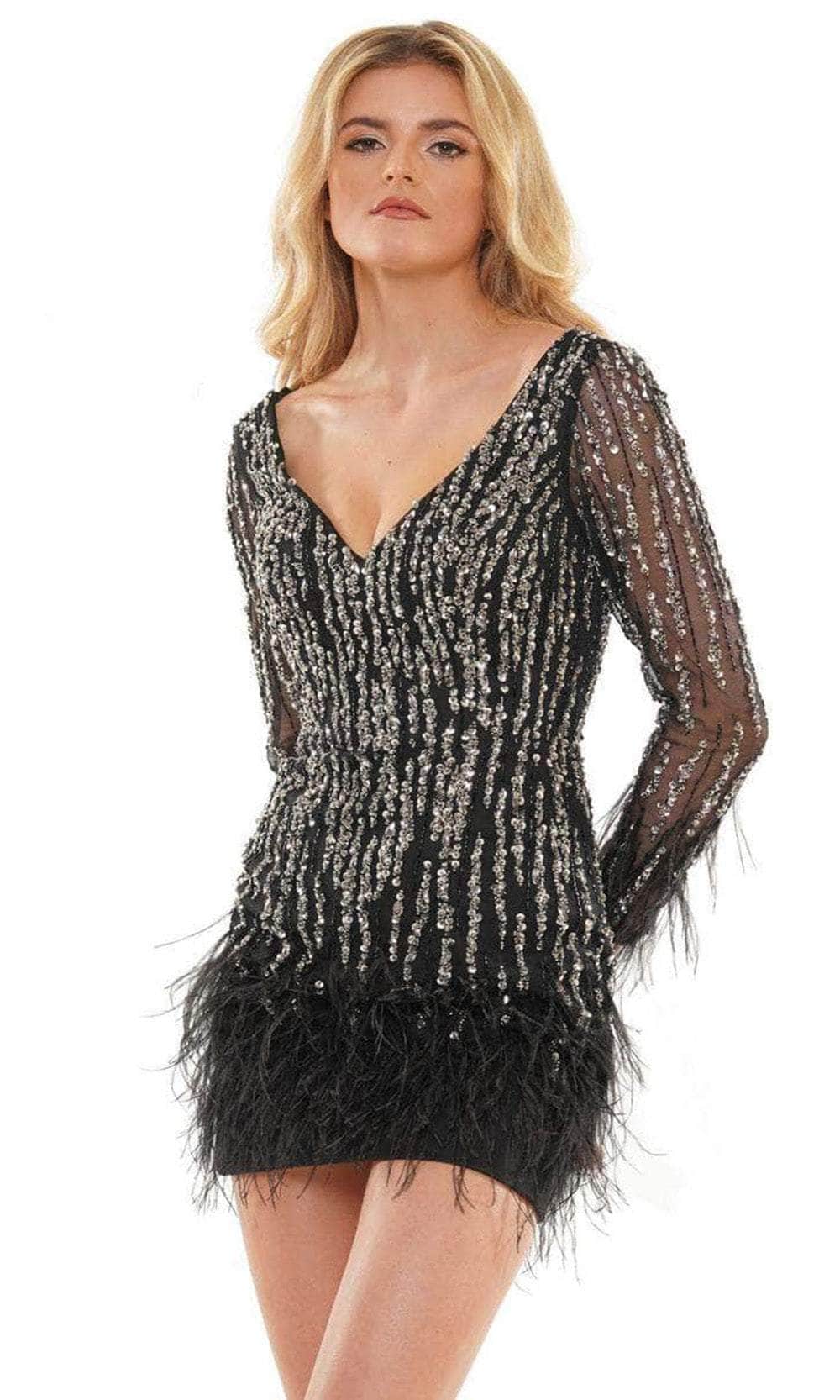 Colors Dress 2781 - Model is wearing Off White and Black colors. Cocktail Dresses 0 / Black