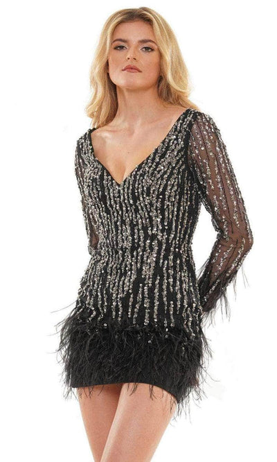 Colors Dress 2781 - Model is wearing Off White and Black colors. Cocktail Dresses 0 / Black
