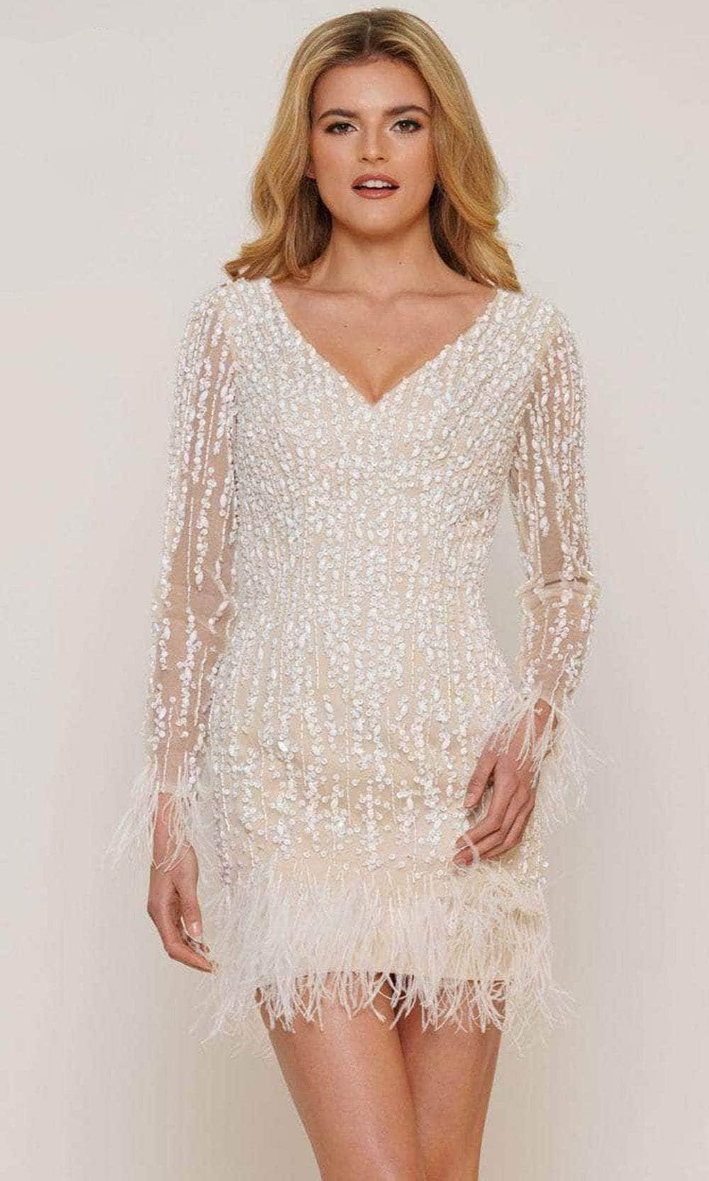 Colors Dress 2781 - Model is wearing Off White and Black colors. Cocktail Dresses 0 / Off White