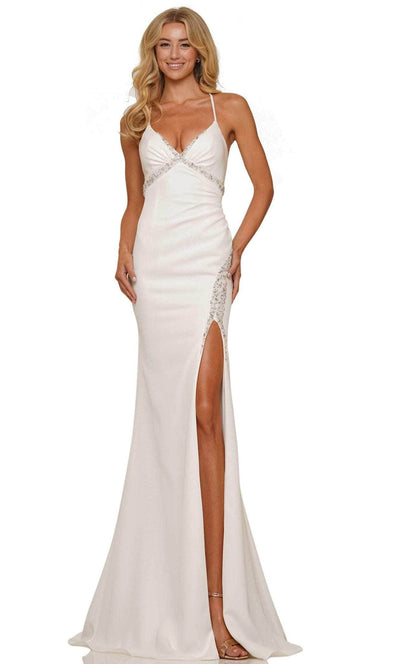 Colors Dress 2798 - Beaded Inverted Basque Prom Dress Special Occasion Dress 0 / Off White