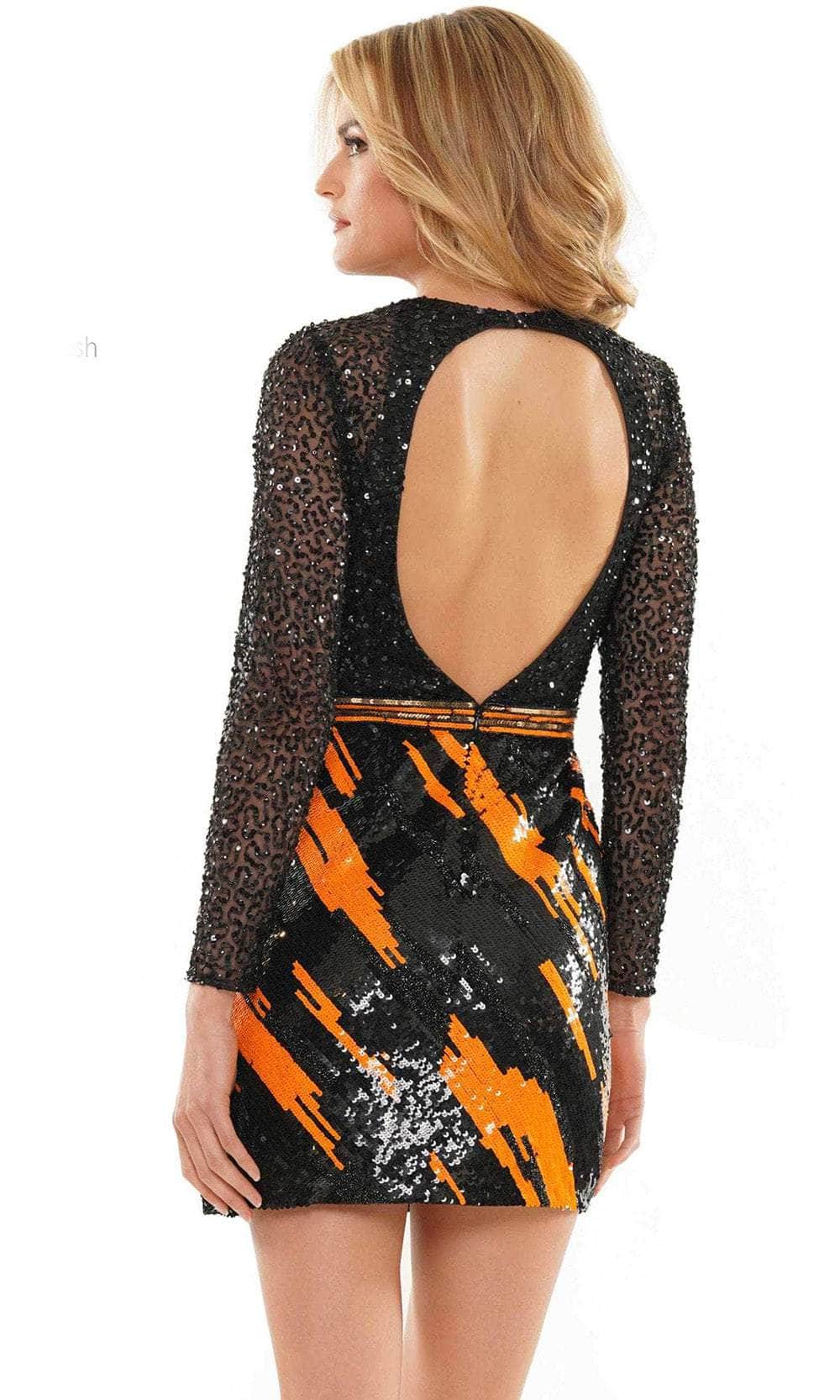 Colors Dress 2807 - Fully Sequined Long Sleeve Short Dress Cocktail Dresses