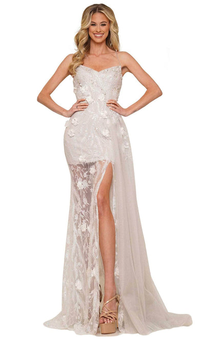 Colors Dress 2822 - Strappy Open Back Floral Dress Special Occasion Dress 0 / Platinum