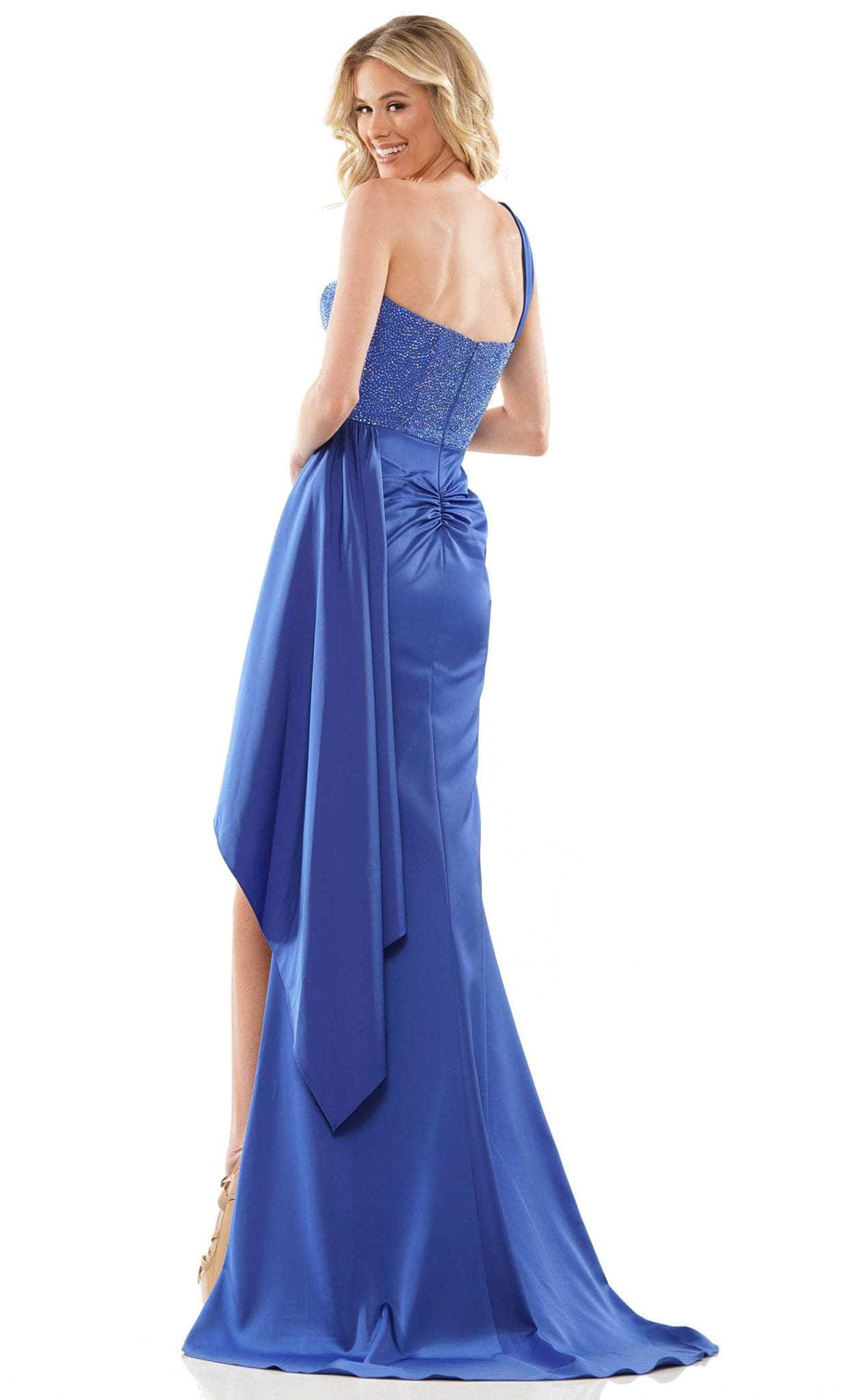 Colors Dress 2865 - One-Sleeve Embellished Prom Gown Special Occasion Dress