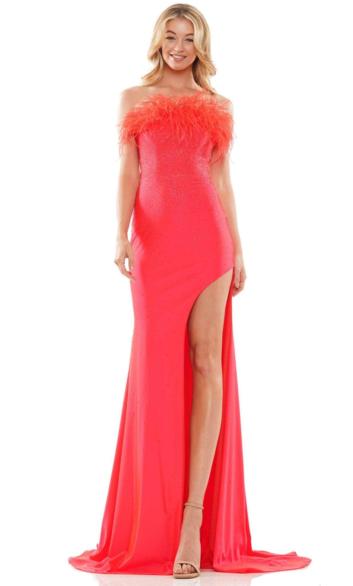 Colors Dress 2874 - Feathered Strapless Prom Dress Special Occasion Dress